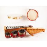 MUSICAL INSTRUMENTS- EVERPLAY EXTRA TAMBOURINE, ANOTHER and TWO XYLOPHONES, etc
