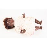 HEUBACH & KOFFELSDORF 342.1, GERMAN BLACK BABY DOLL, with bisque head, brown glass sleeping eyes,