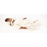 SIMON & HALBIG BLACK GIRL CHARACTER DOLL with bisque head, brown glass sleeping eyes, open mouth