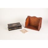 A VICTORIAN PAPER MACHE CASED INCOMPLETE SET OF SEWING REQUISITES, the hinged (defective ) top