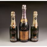 BOTTLE OF VEUVE CLICQUOT PONSARDIN CHAMPAGNE, 1983, and TWO HALF BOTTLES OF CHAMPAGNE POMMERY, 1966,