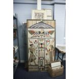 UNATTRIBUTED APPLIQUE Depicting Ancient Egyptian gods & symbols 65 1/2" x 35" (166.4cm x 89cm)