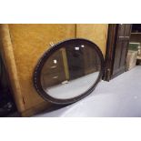 OVAL BEVEL EDGE WALL MIRROR IN SIMULATED MAHOGANY FRAME AND THREE VARIOUS LATE NINETEENTH CENTURY