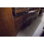 SMALL EDWARDIAN WALNUT DRESSER SIDEBOARD, WITH TWO DRAWERS OVER TWO DOORS, 3'4" WIDE