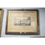 BLACK AND WHITE ENGRAVING 'BATTLE OF TRAFALGAR' 9" X 17", mounted and framed