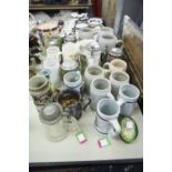 SELECTION OF MODERN BEER STEINS, POTTERY JUGS, ETC