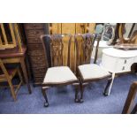 PAIR OF MAHOGANY CHIPPENDALE STYLE DINING CHAIRS