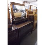 A VICTORIAN MAHOGANY AND INLAID DRESSING CHEST, THE OBLONG SWING MIRROR OVER STAND WITH TWO SHORT