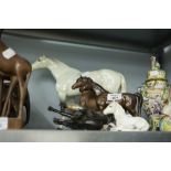 BESWICK CHINA MODEL OF A PRANCING HORSE (A.F.) AND FOUR OTHER MODELS OF HORSES (5)