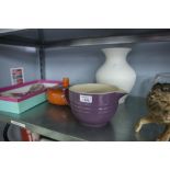 A BOXED ROYAL ALBERT BUTTERFLY SHAPED DISH, AND THREE OTHER POTTERY ITEMS