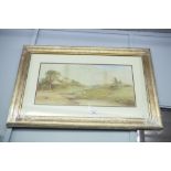 UNATTRIBUTED (late Ninetenth/Early Twentieth Century) WATERCOLOUR DRAWING River landscape with two