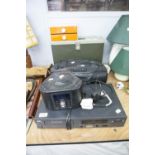 JVC PORTABLE RADIO/CD PLAYER, METAL FILING BOX, CHRONOS CD PLAYER AND A AND COMPACT DISC PLAYER 5420