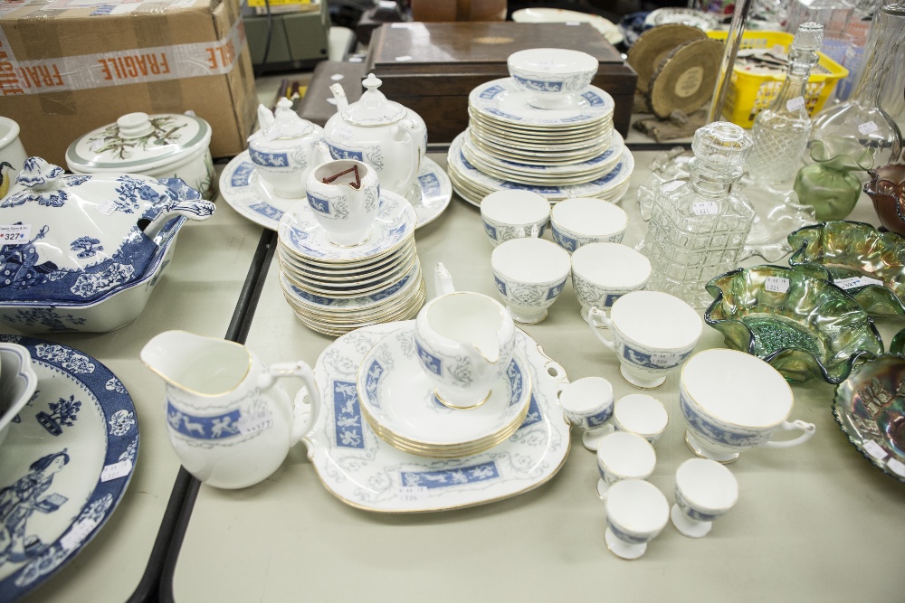 FIFTY SEVEN PIECE COALPORT 'REVELRY' PATTERN CHINA PART TEA AND DINNER SERVICE, including: TWO