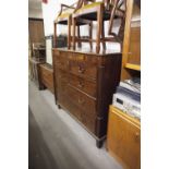 LARGE EARLY NINETEENTH CENTURY MAHOGANY CHEST OF TWO SHORT AND THREE GRADUATED LONG COCKBEADED