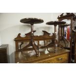 A PAIR OF GEORGIAN STYLE BIRDS EYE MAPLE TRIPOD OCCASIONAL TABLES WITH CIRCULAR TOPS