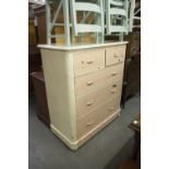 VICTORIAN OAK CHEST OF FIVE DRAWERS, LATER PAINTED