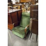 CIRCA 1920's RETRO SHAPED OAK OPEN ARMCHAIR