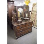 AN EARLY TWENTIETH CENTURY MAHOGANY TWO PIECE BEDROOM SUITE, COMPRISING; DOUBLE WARDROBE, WITH