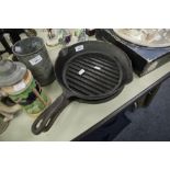 WAGNER'S 1891 CAST IRON FRYING PAN AND GRIDDLE, (2)