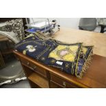AN INDIAN GOLD BRAID EMBROIDERED TABLE COVERLETTE
