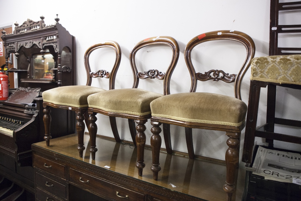 SET OF THREE MAHOGANY BALLOON BACK DINING CHAIRS