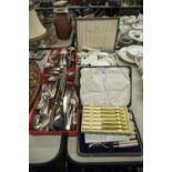 THREE BOXED SETS OF CUTLERY INCLUDING FISH EATERS, CUTLERY BOXES, AND A GOOD SELECTION OF LOOSE