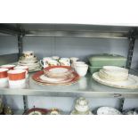 A PART SET OF SPODE COFFEE CUPS, SAUCERS AND CAKE PLATES, DENBY STONEWARE OVEN DISHES AND A