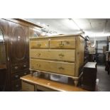 VICTORIAN PINE WASHSTAND CHEST WITH 3/4 GALLERY BACK