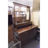 A VICTORIAN MAHOGANY AND INLAID DRESSING CHEST, THE OBLONG SWING MIRROR OVER STAND WITH TWO SHORT