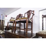 FOUR GEORGIAN STYLE SHIELD BACK DINING CHAIRS (2+2)