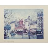 AFTER GEORGES B. SET OF FOUR COLOUR PRINTS, Parisian Street Scenes 10 ¼" x 13 ¾" (26cm x 35cm), (