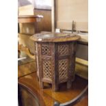 PAIR OF INDIAN CARVED INLAID LOW TABLES