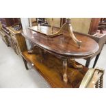 OVAL VICTORIAN STYLE COFFEE TABLE, ON CARVED SUPPORTS