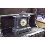 VICTORIAN MANTEL CLOCK IN EBONISED WOOD CASE