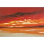 ARTIST SIGNED LIMITED EDITION REPRODUCTION COLOUR PRINT after same artist 'Crimson Contours III'