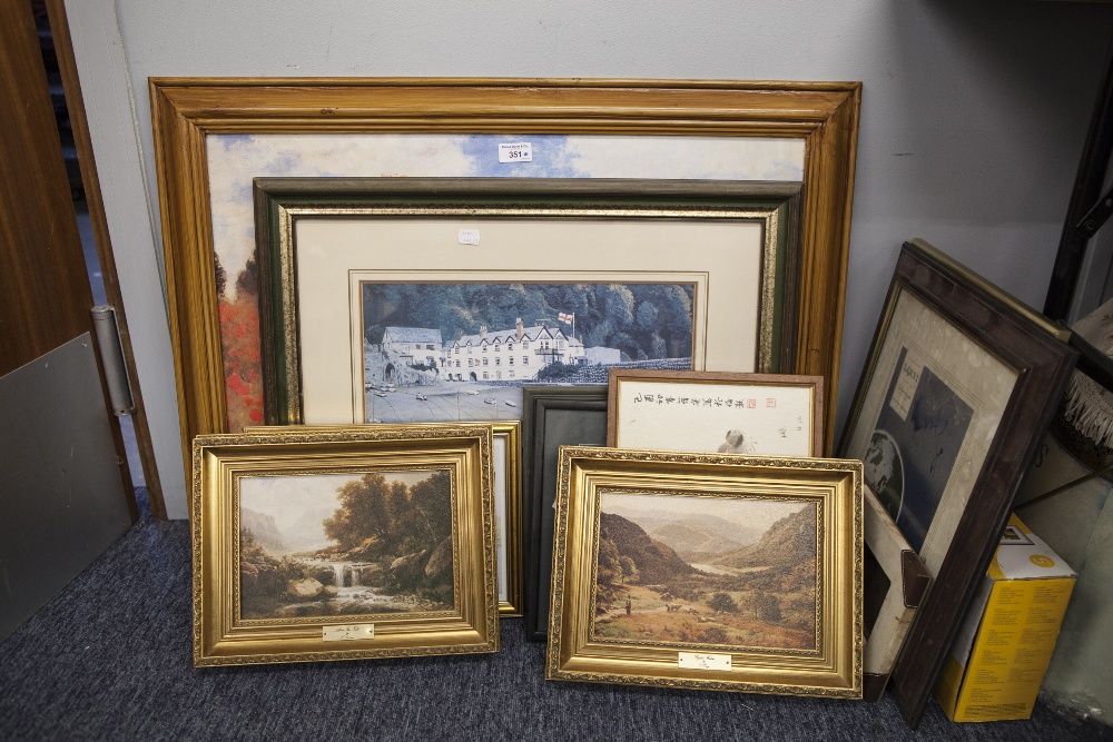 A PAIR OF SMALL GILT FRAMED COLOUR PRINTS 'RYDAL WATER' AND TWO OTHER LARGE PRINTS AND THREE SMALL