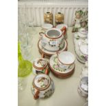 JAPANESE EGGSHELL CHINA PART TEA SET, FORMERLY FOR SIX PERSONS (LACKS ONE CUP AND TEAPOT LID), AND A