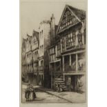 LOUIS WEIRTER (1873-1932) ARTIST SIGNED ETCHING 'Chester-Watergate Street' 12" x 7 ½" (30.5cm x