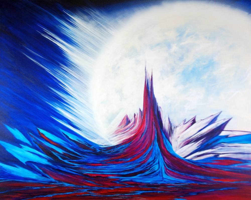 BARRY STOCKTON (1942-2015) ACRYLIC ON CANVAS Moon Landscape Unsigned 32" x 40" (81.5cm x 102cm)