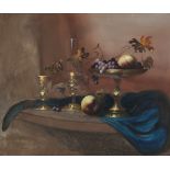 UNATTRIBUTED (TWENTIETH/ TWENTY FIRST CENTURY) OIL PAINTING ON CANVAS Still life-tazza, goblets