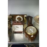 S&M ANEROID BAROMETER AND ALCOHOL THERMOMETER IN WALNUT CASE, stamped 2437, BENTIMA QUARTZ WALNUT