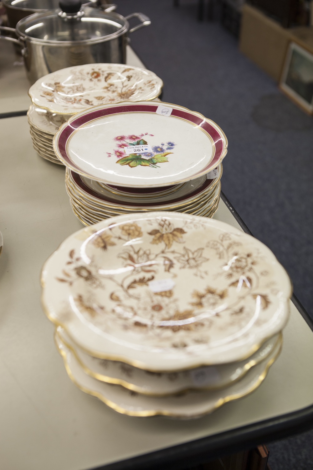 VICTORIAN NINE PIECE PORCELAIN PART DESSERT SERVICE, TOGETHER WITH A VICTORIAN BROMFIELD & SONS