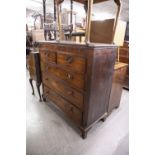 AN EARLY TWENTIETH CENTURY MAHOGANY CHEST OF TWO SHORT AND THREE LONG DRAWERS