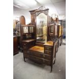 VICTORIAN CARVED TWO TONE WALNUTWOOD BEDROOM SUITE OF THREE PIECES, VIZ A WARDROBE WITH TWO MIRROR