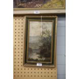 G. HILLS (Early Twentieth Century) OIL PAINTING ON PANEL Upland river landscape, signed lower