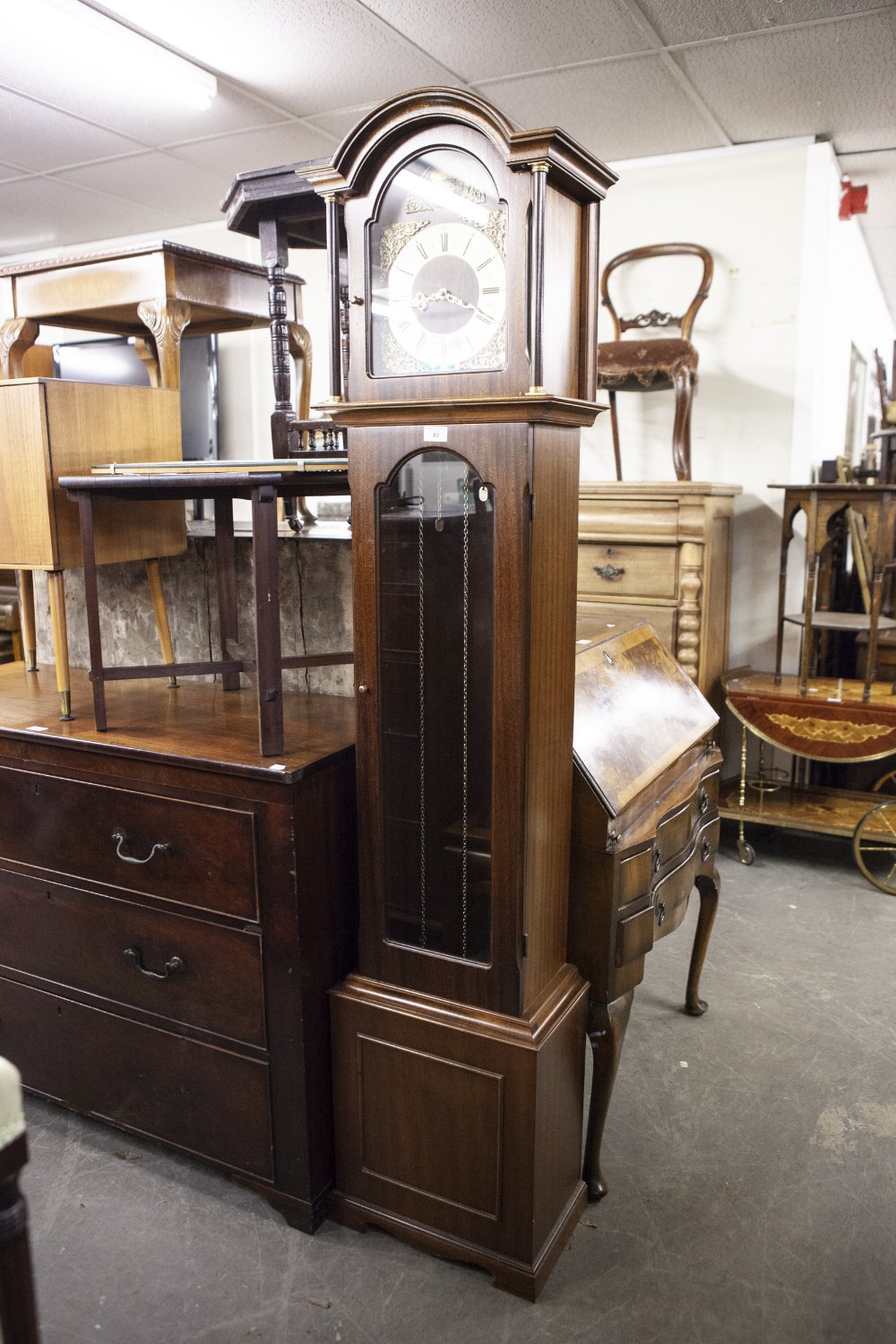 'ENGLISH ELEGANCE' MODERN MAHOGANY LONGCASE CLOCK, WITH TRIPOD WEIGHT DRIVEN STRIKING AND CHIMING