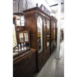 VICTORIAN CARVED TWO TONE WALNUTWOOD BEDROOM SUITE OF 3 PIECES, COMPRISING; A WARDROBE WITH MIRROR