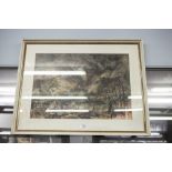 UNATTRIBUTED (TWENTIETH CENTURY) PEN AND WASH DRAWING Hilly landscape with buildings Unsigned 15"