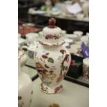 LARGE MODERN MASONS IRONSTONE 'MANDALEY RED' VASE AND COVER, OF OCTAGONAL FORM WITH HIGH DOMED