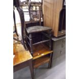 A TEAK BEDSIDE PEDESTAL WITH A DRAWER AND AN OAK BEDROOM SINGLE CHAIR (2)